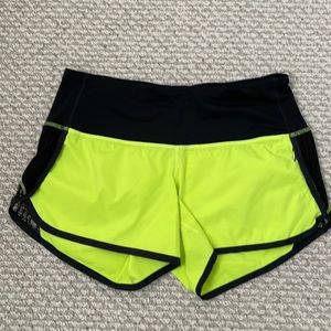 Lululemon neon green and black shorts, size 6